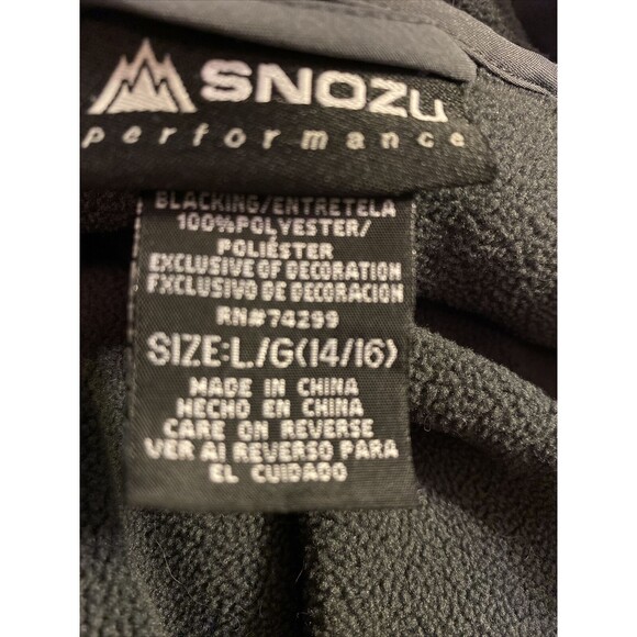 Youth Boys Large 14/16 Snozu Performance Outerwear Full Zip Shell Jacket Black - Picture 5 of 5